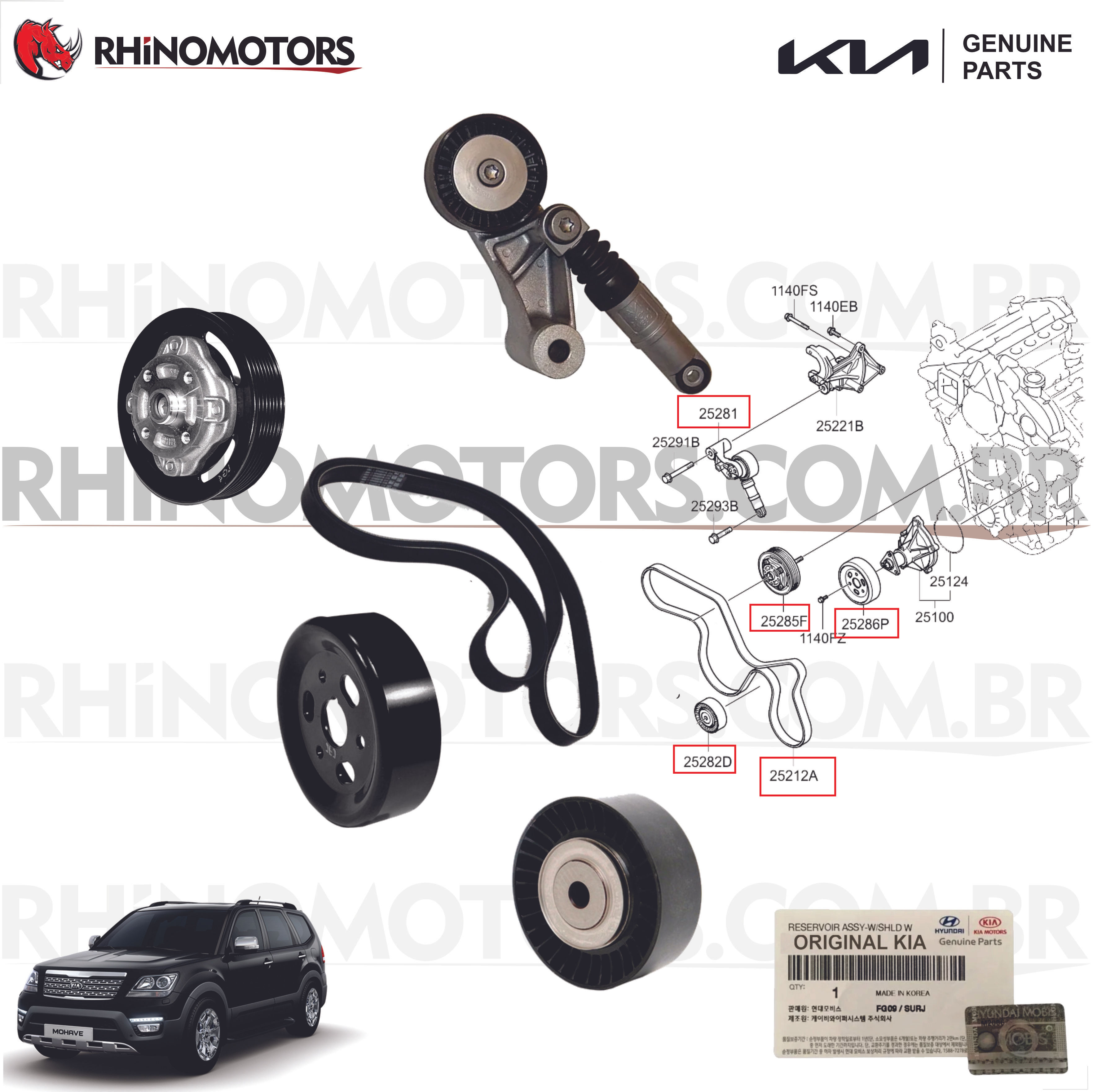 KIT CORREIA + TENSORES - KIA MOHAVE 3.0 V6