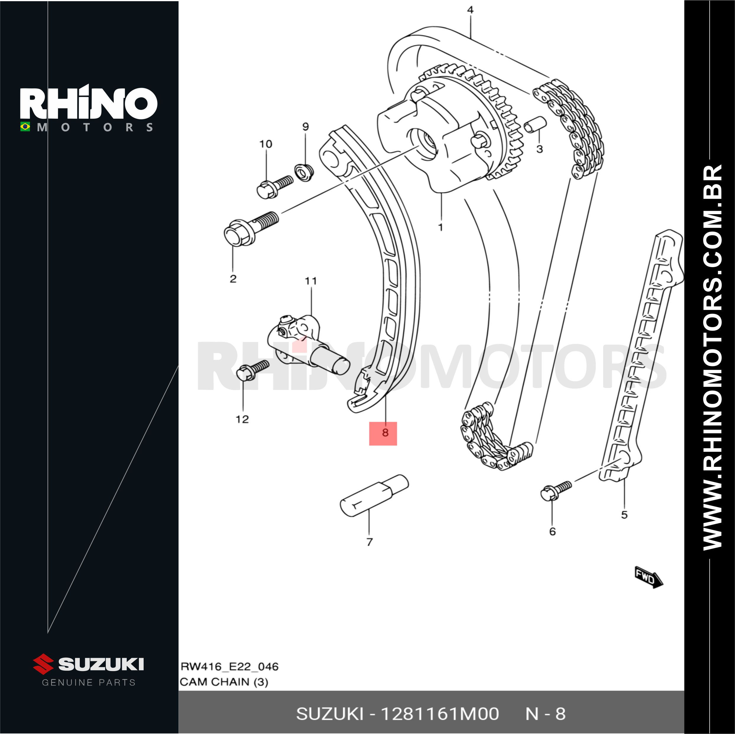 1281161M00 - Esticador da Corrente Suzuki Grand Vitara Jimny Sx4 Swift Scross