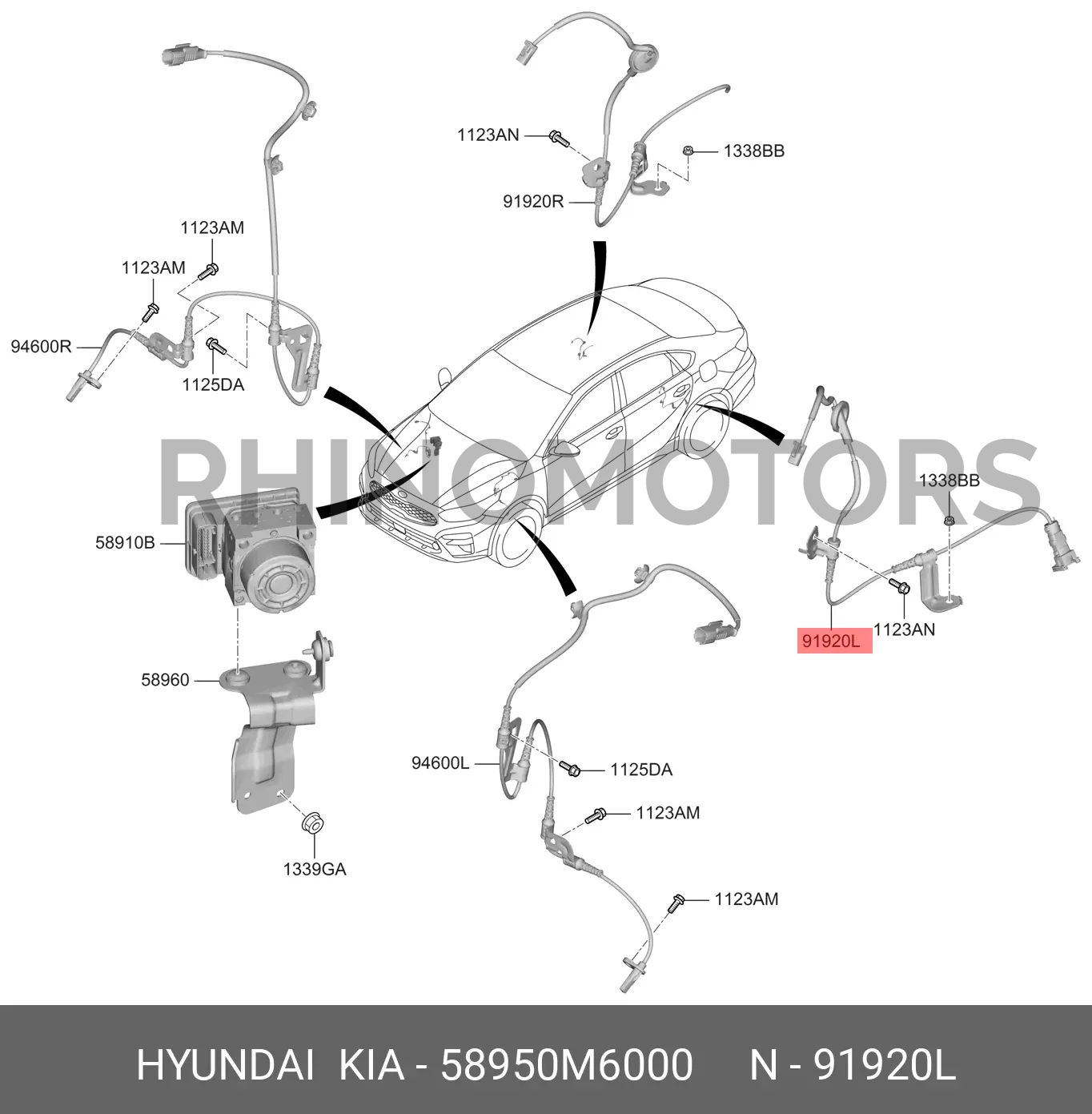 58950M6000 sensor de velocidade do ABS traseiro esquerdo KIA CERATO 2019 A 2024