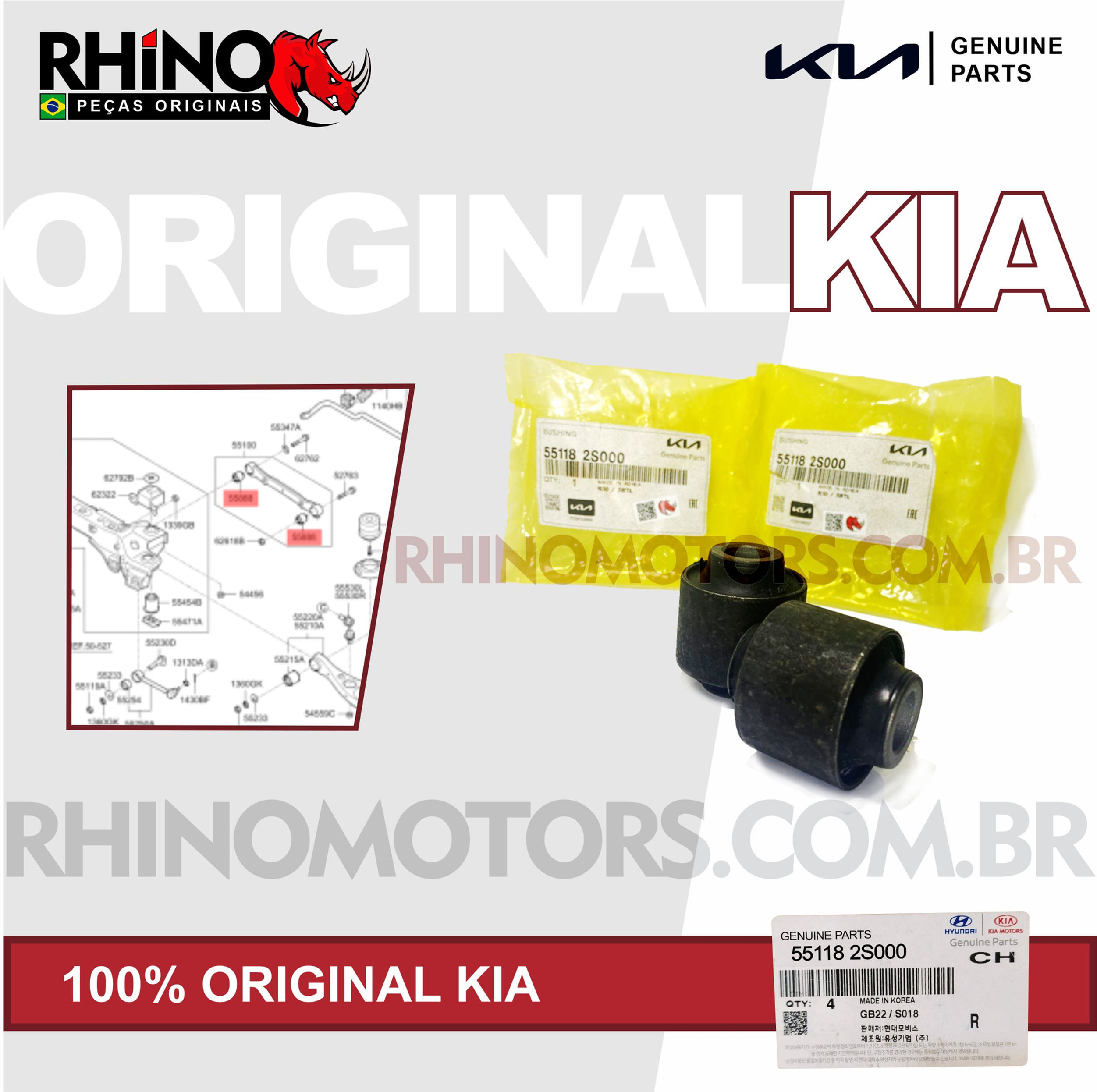 551182S000 - 04 BUCHAS DO BRAÇO TENSOR TRASEIRO HYUND IX35 KIA SPORTAGE, SORENTO