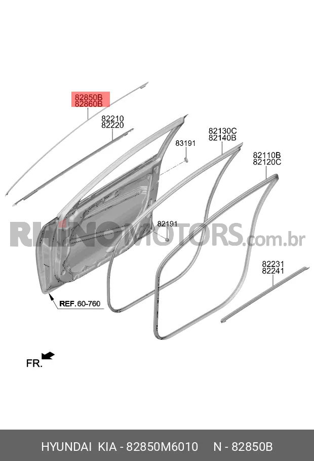 Miniatura: 82850M6010 pestana superior vidro porta dianteira esquerda KIA CERATO 2019a2024