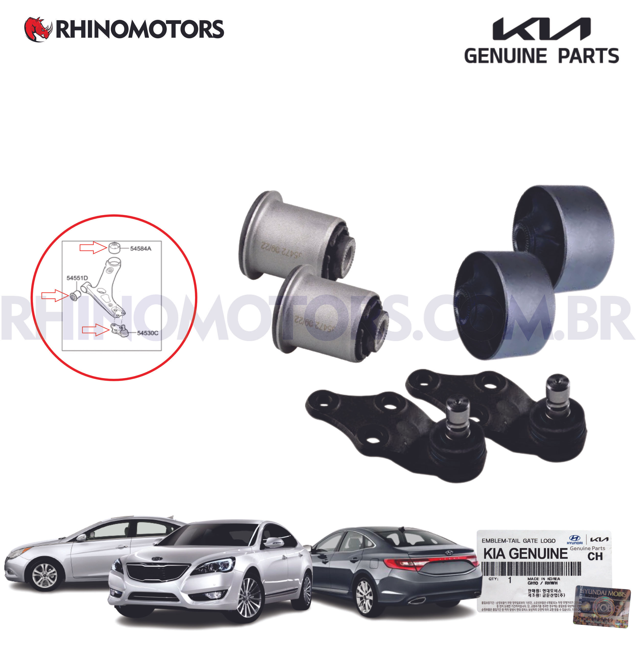 KIT BUCHA BANDEJA DIANTEIRA KIA CADENZA, HYUNDAI AZERA E SONATA