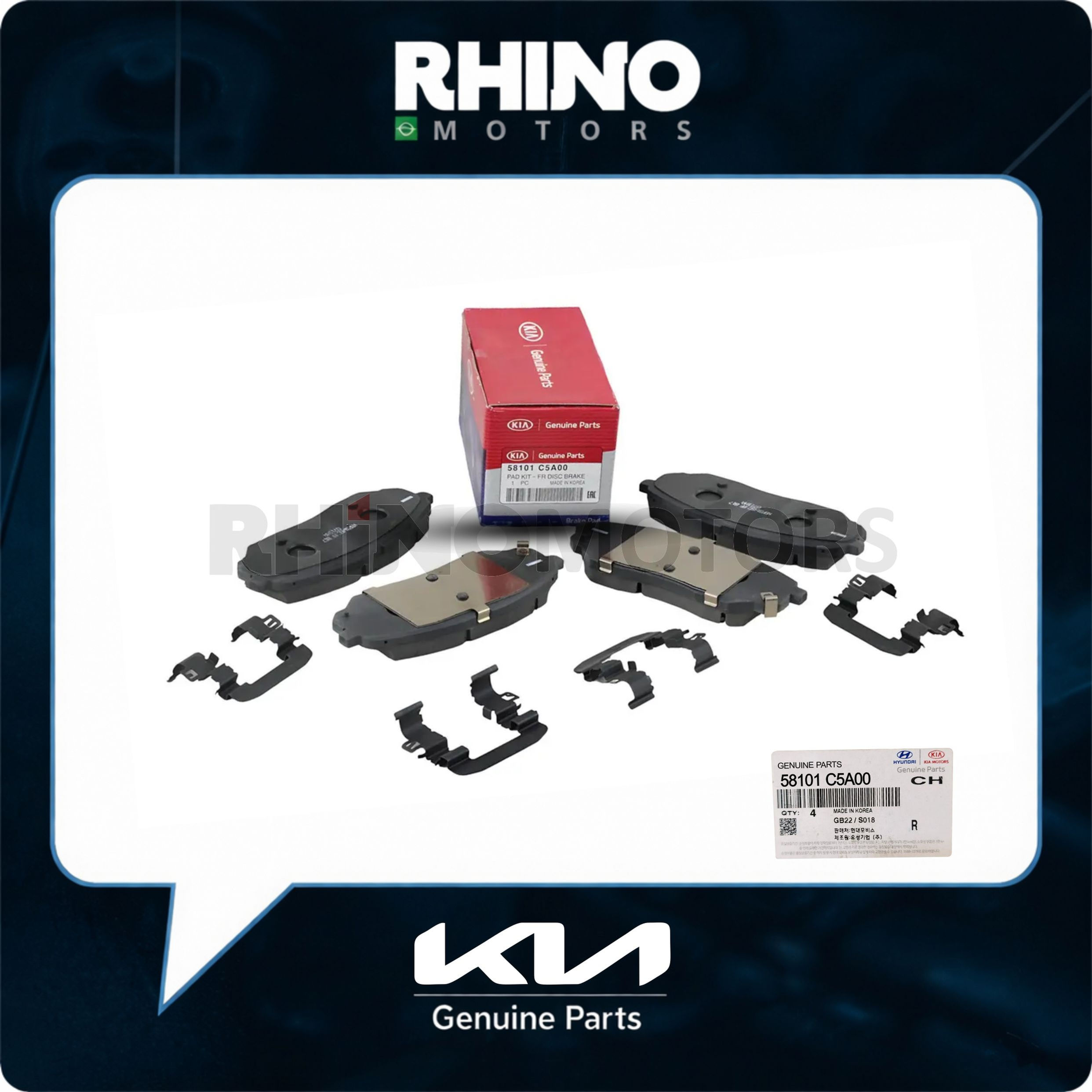 58101C5A00 jogo de pastilhas de freio dianteiro KIA SORENTO 2015 A 2020
