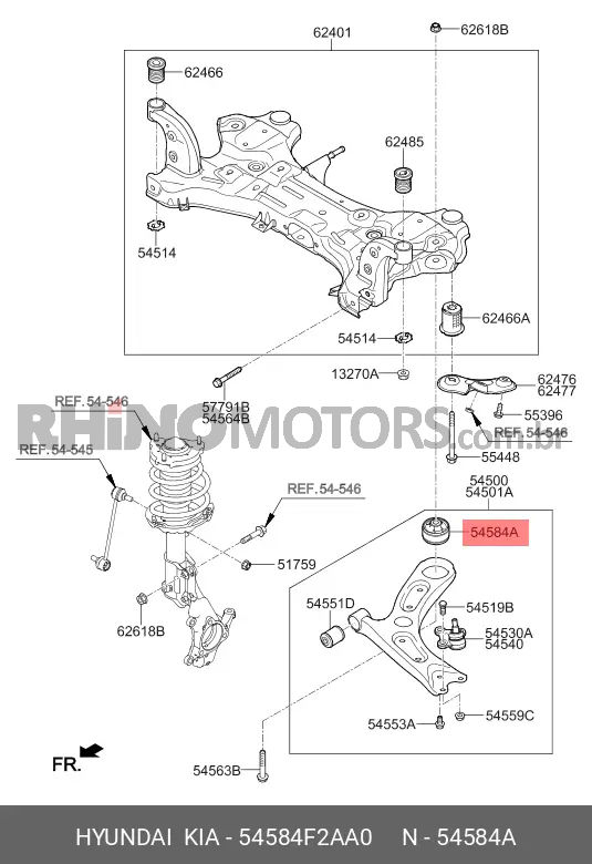 Miniatura: 54584F2AA0 bucha maior bandeja tras ELANTRA, KONA, CERATO 2017 a 2024