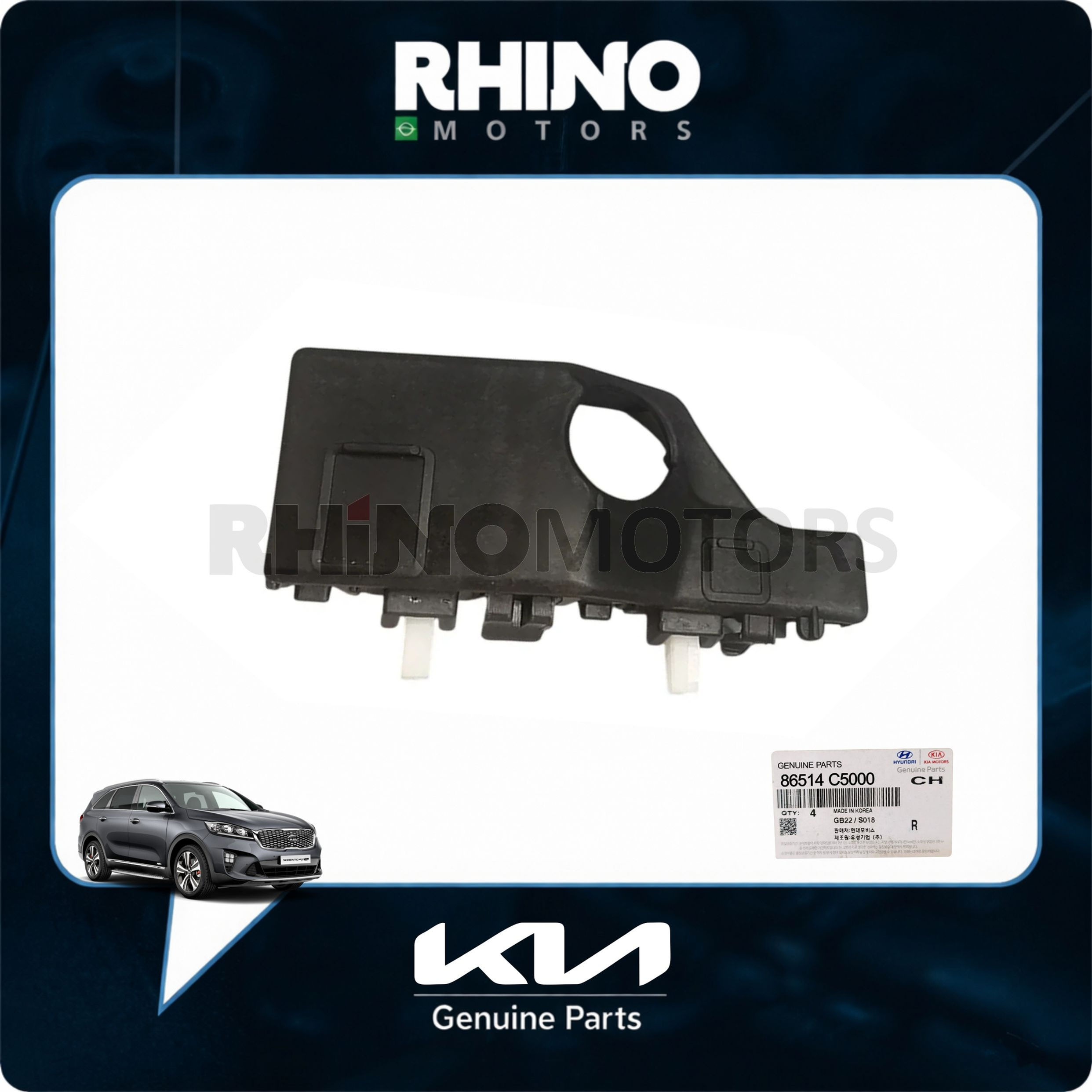 86514C5000 suporte guia direito parachoque diant. KIA SORENTO 2015 A 2020