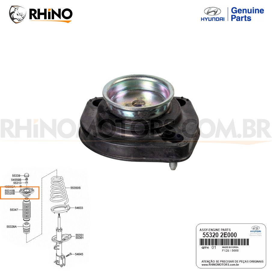 553202E000 Coxim Amortecedor Traseiro Lado Direito Hyundai Tucson Kia Sportage