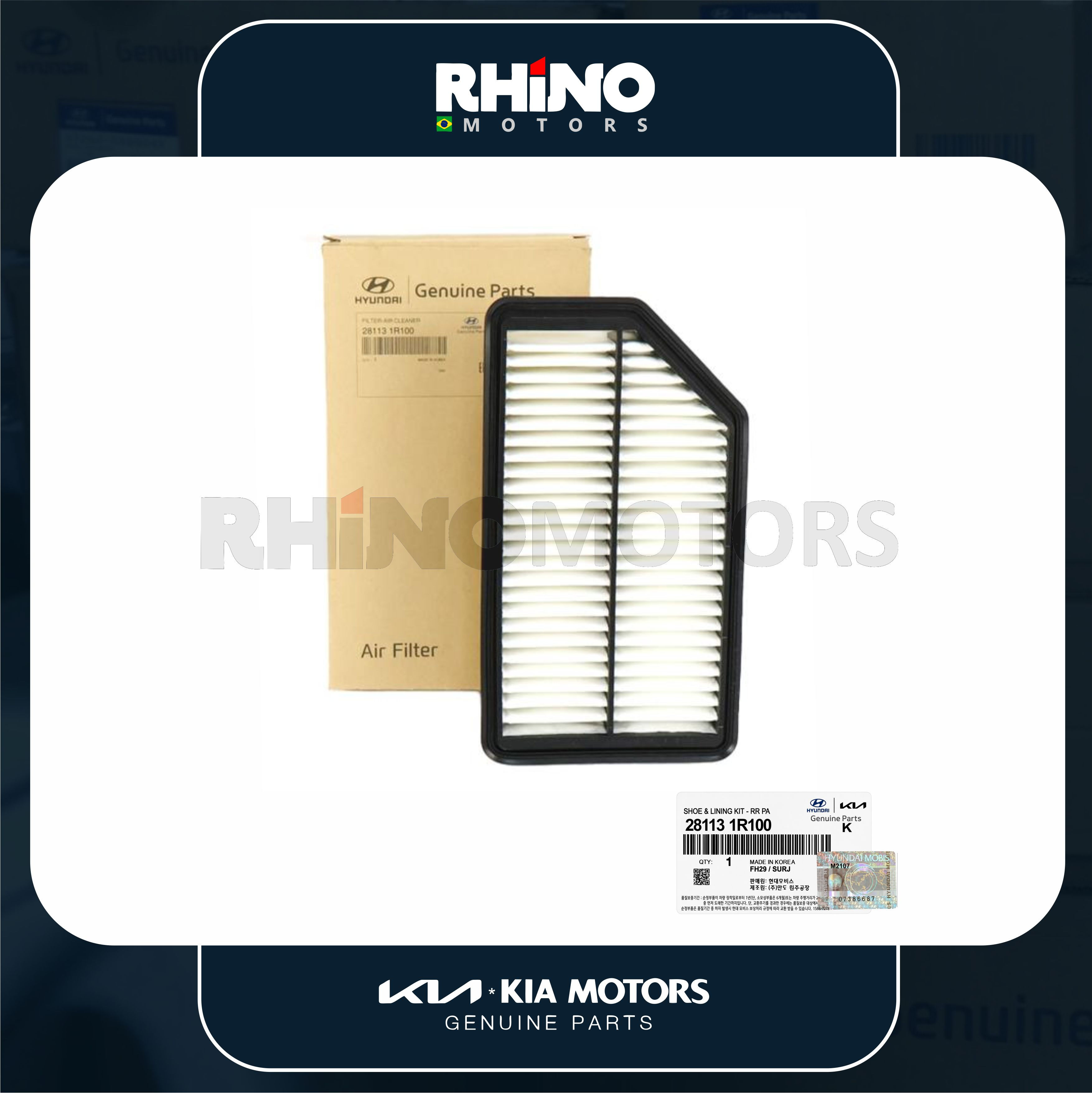 281131R100 filtro de ar do motor VELOSTER, RIO, SOUL 2011 A 2017