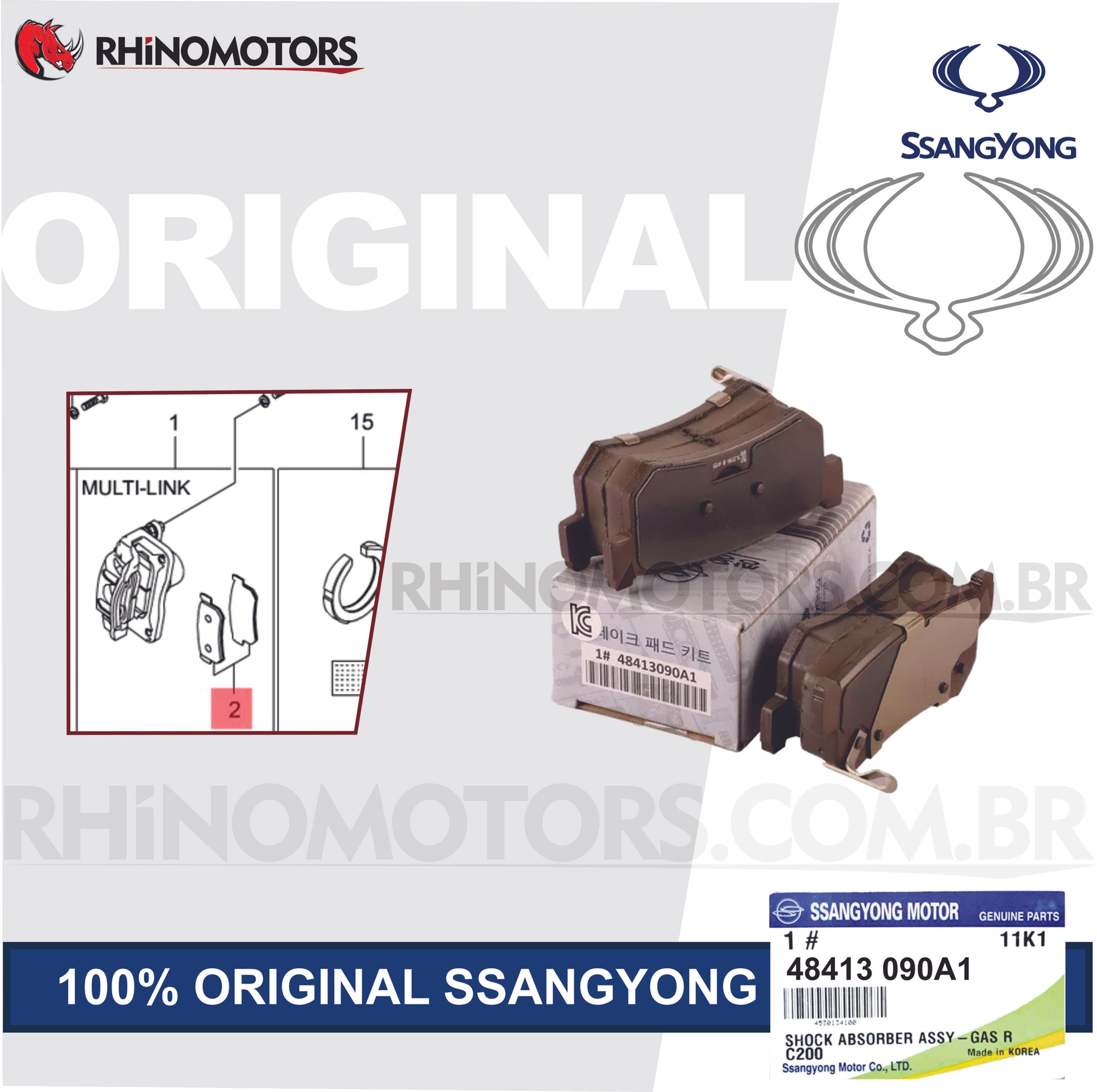 48413090A1 - Pastilha Traseira Ssangyong Actyon Kyron Rexton