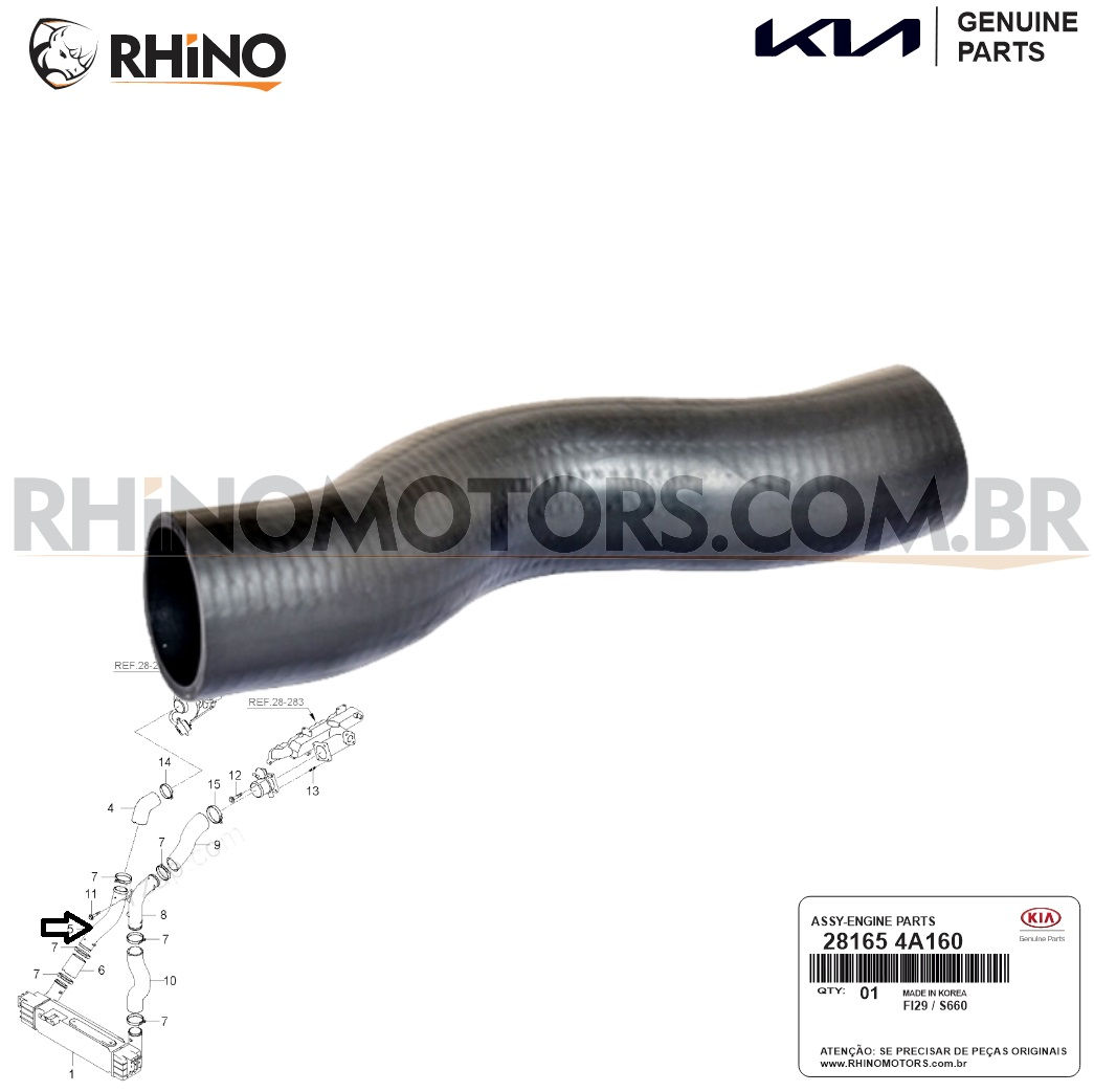 281654A160 Mangueira Intercooler Kia Sorento Diesel