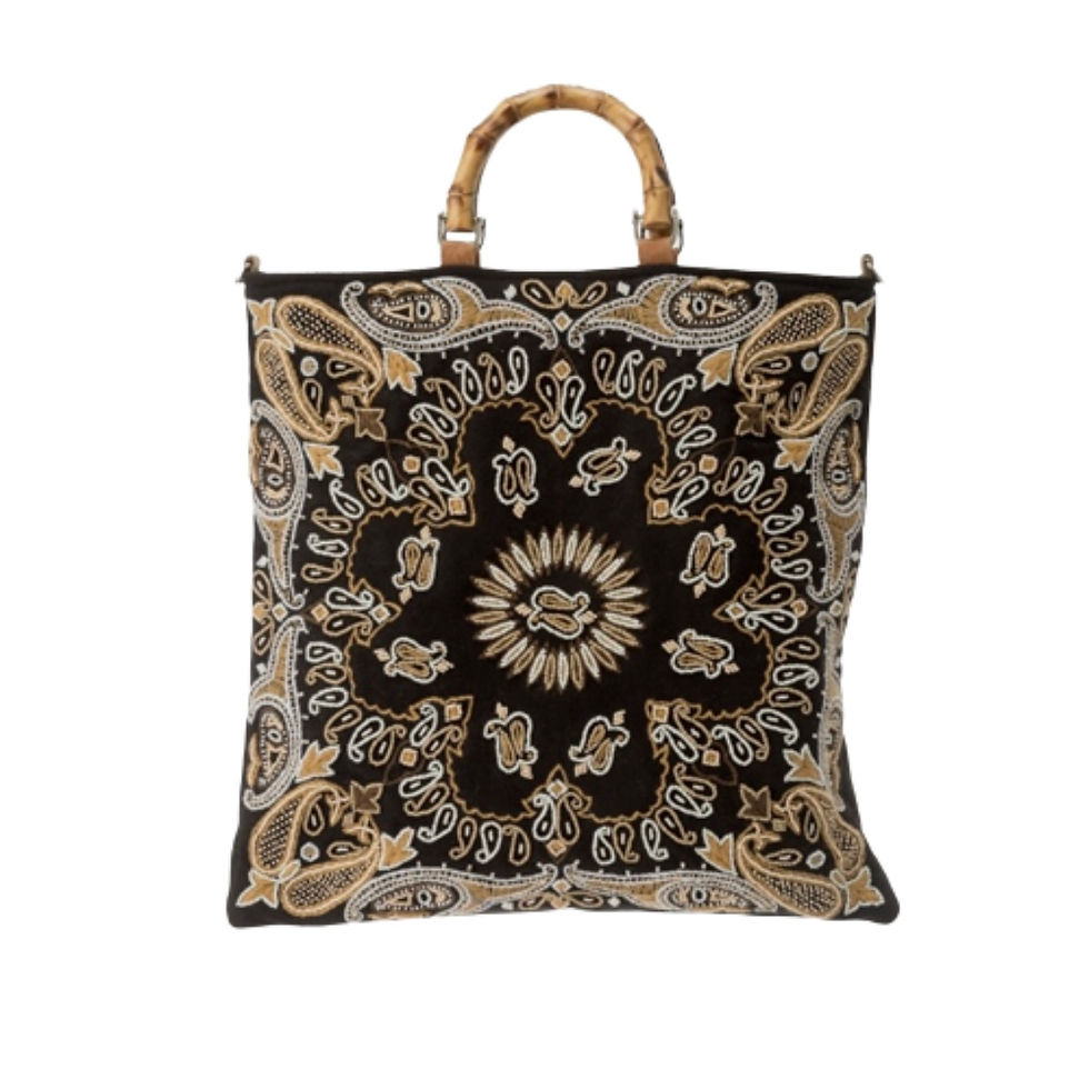 Alex Max - Boho Tasche Shopper Stickdesign Schwarz-Weiß