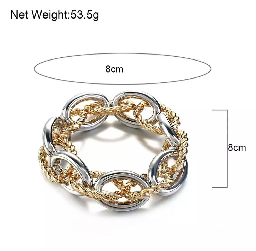 Miniaturbild: Chunky breites Gliederarmband Silber-Gold
