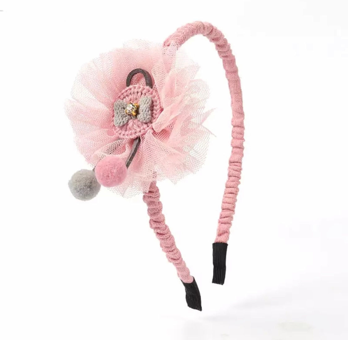 La petite surprise Couture Haarreifen Rosa Tüll Blume