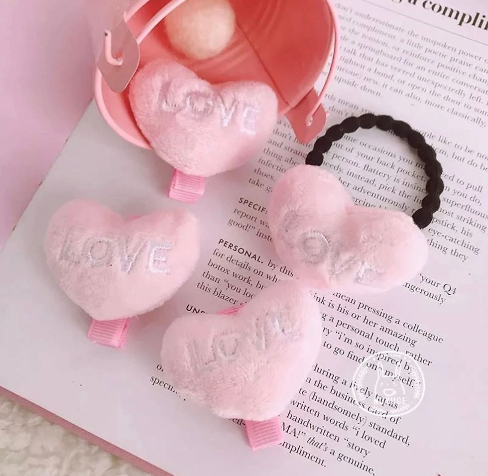 Miniaturbild: Girly Haarspange Plüsch Herz Rosa