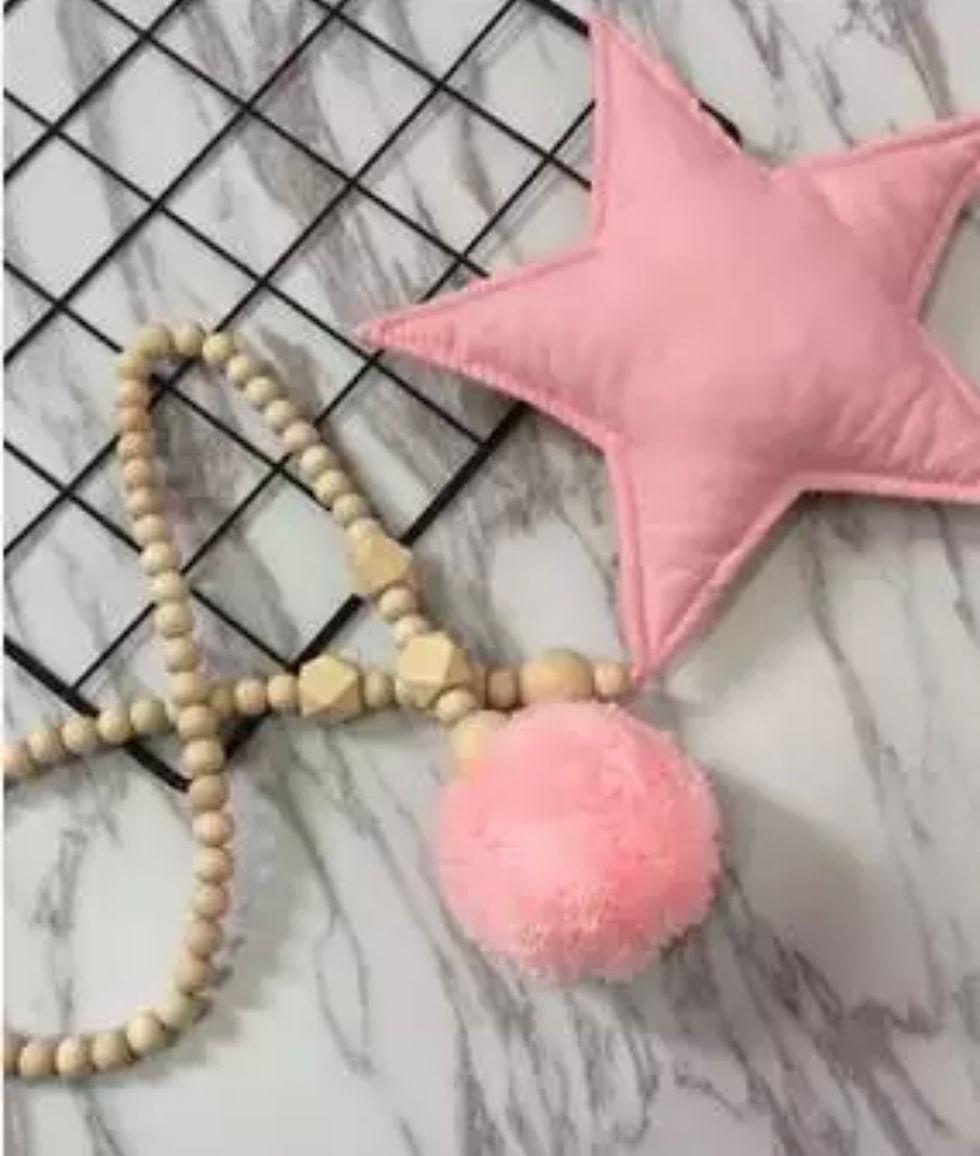 Miniaturbild: Mobile Stern & Pompom Rosa 