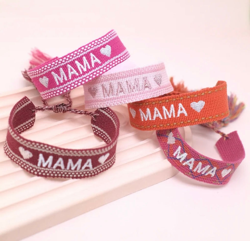 Miniaturbild: Boho Canvas Armband „Mama“ Rosa