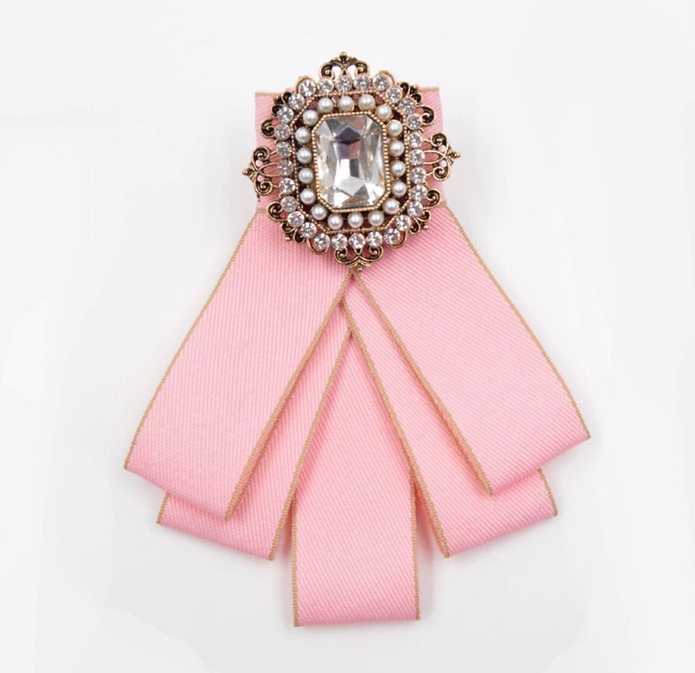 Miniaturbild: Brosche Schleife mit  Zirkonia Rosa