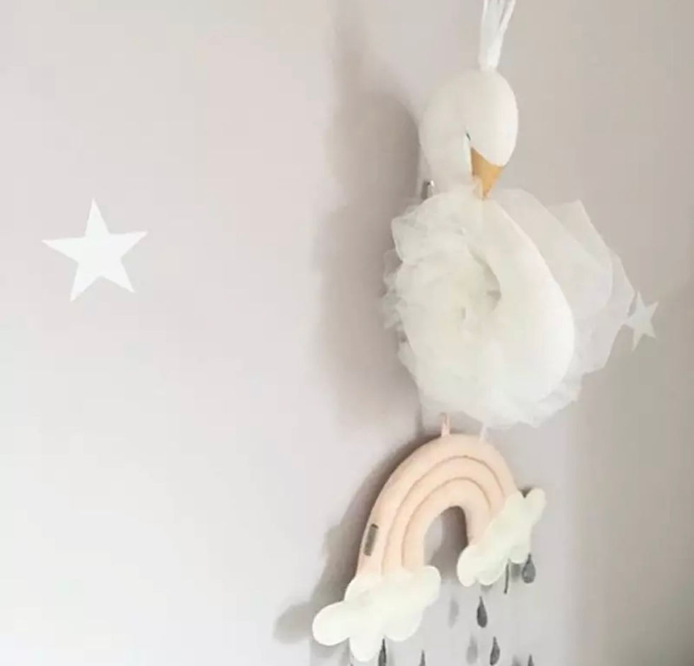 Miniaturbild: Wanddeko Schwan Stofftier Weiß