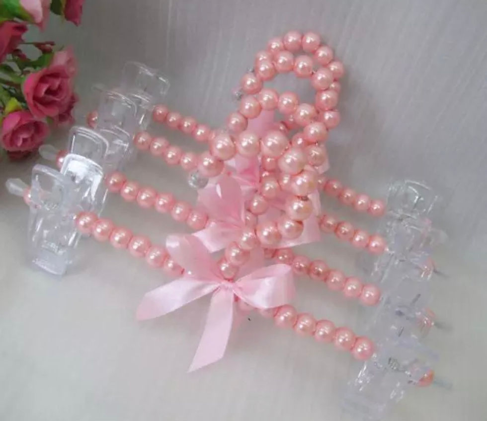 Miniaturbild: Girly Perlen Klipp-Kleiderbügel Rosa 25 cm