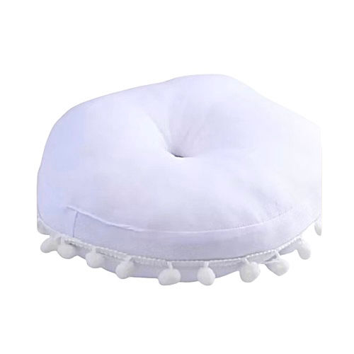 Deko Kissen rund mit Pompoms  Weiß