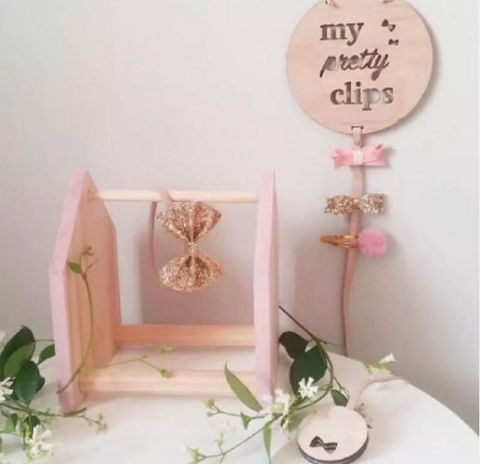 Miniaturbild: Haarspangen Holz Organizer Beige