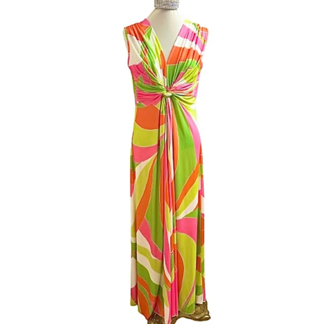 Tricia - Kleid Jade Maxikleid mit abstraktem Multicolor Design