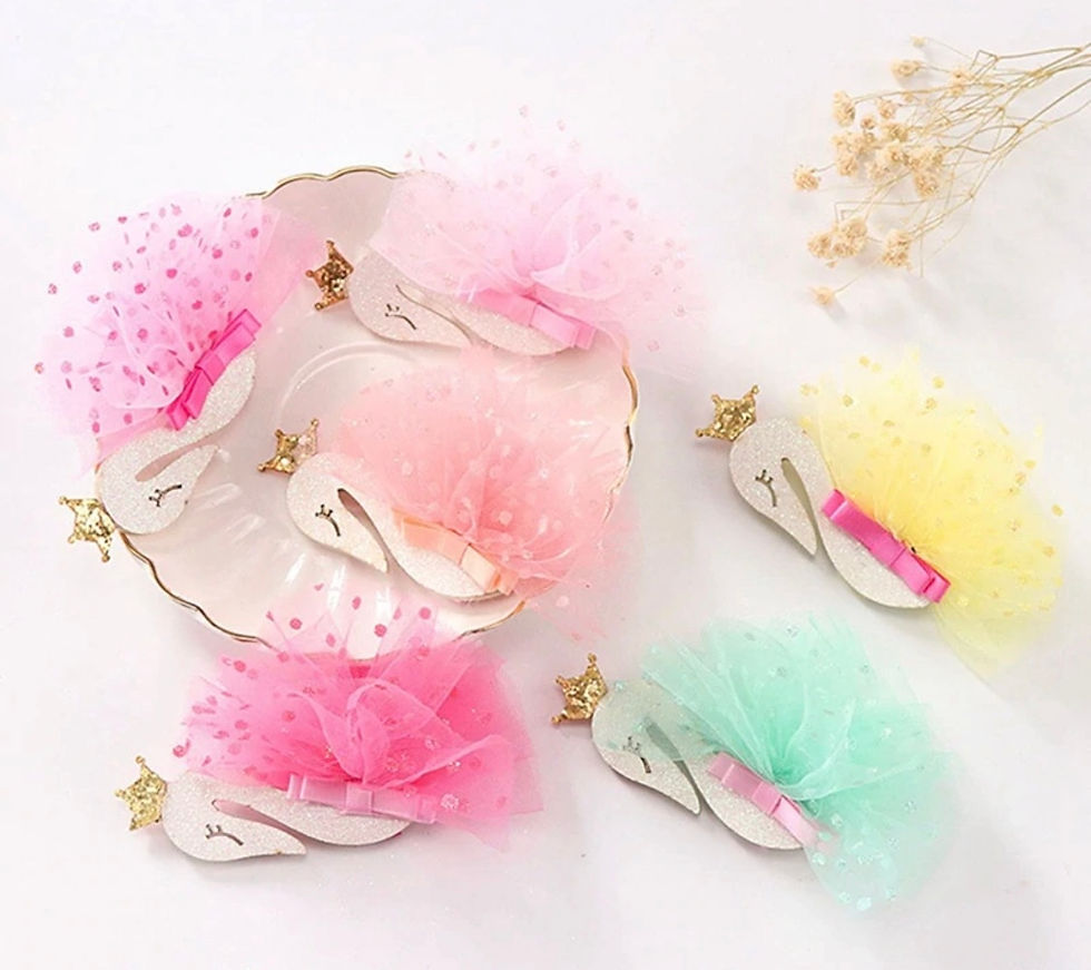 Miniaturbild: Girly Haarspange Schwan mit Tüllrock Pink
