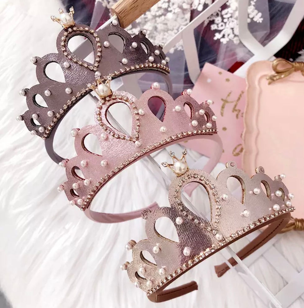 Miniaturbild: Girly Haarreifen Krone Beigegold