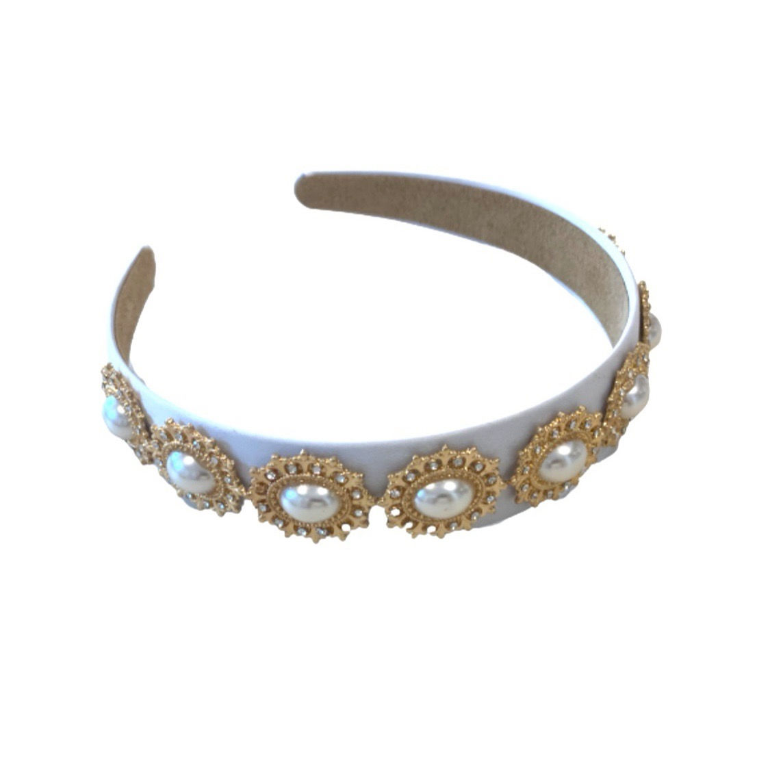 La petite surprise Couture Perlen Haarreifen Weiß