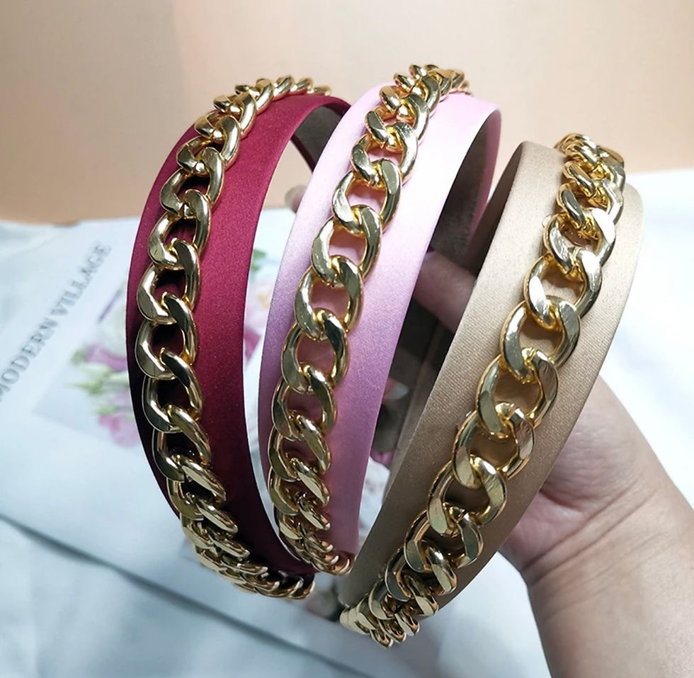Miniaturbild: Haarreifen Beigegold mit goldener Gliederkette