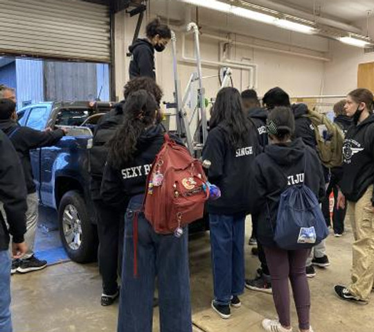 The Mechadogs preparing for regionals competition at the lab