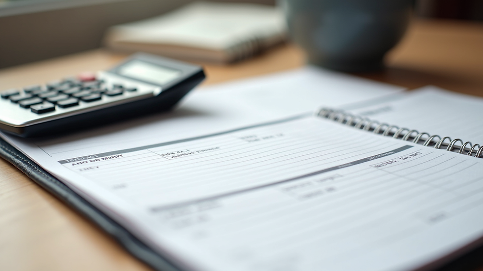 close-up view of a wedding budget planner with notes and calculator