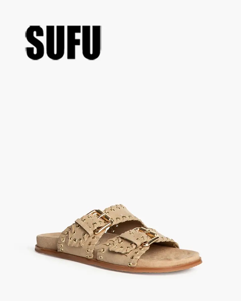 Thumbnail: SUFU Belt Buckle Vintage Flat Slippers