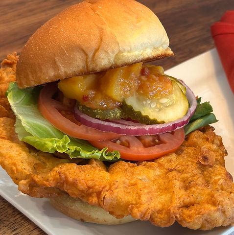 Breaded Pork Tenderloin Sandwich with Chipotle Peach Salsa