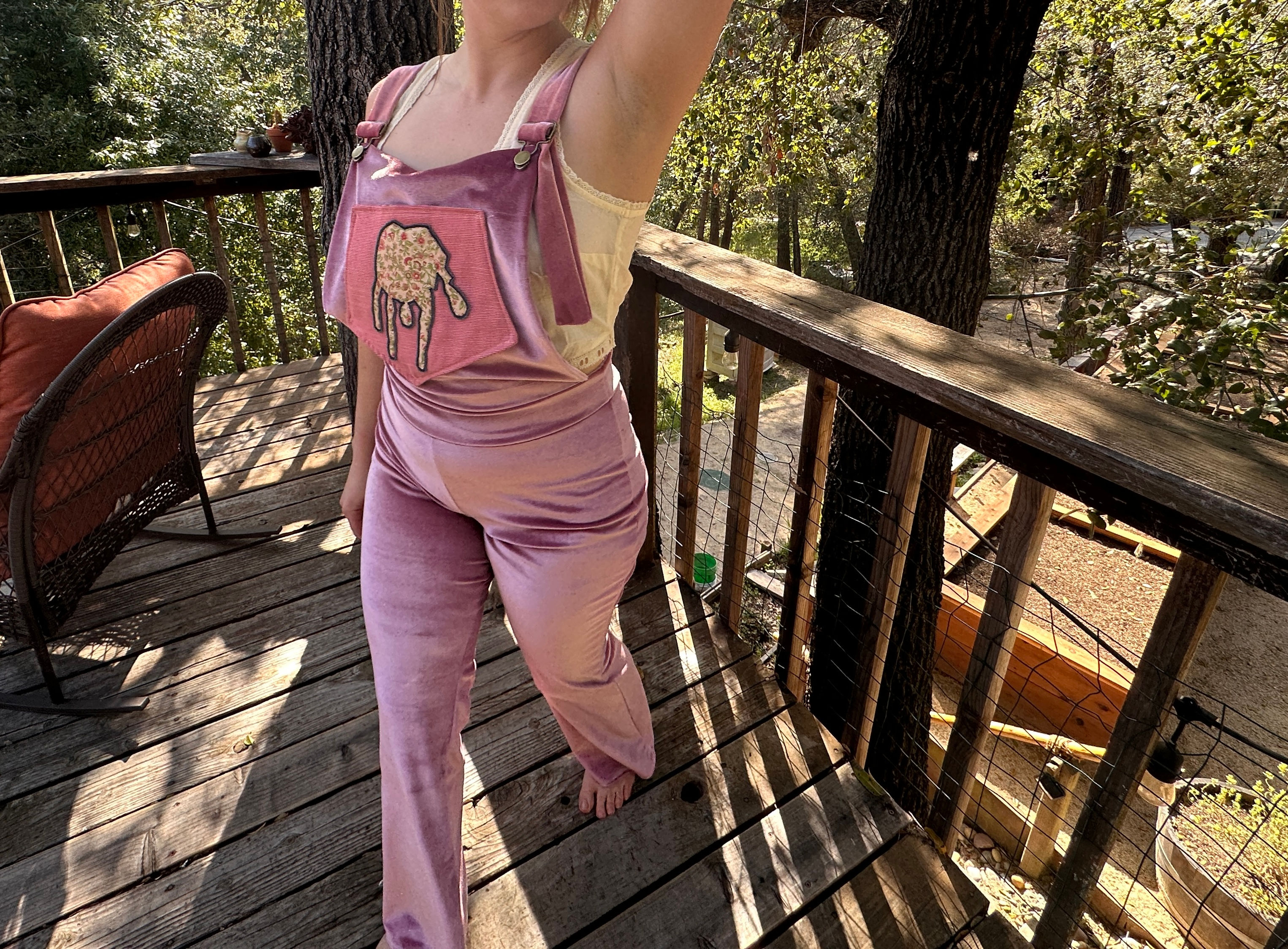 Dusty Pink Jerry Garcia Velvet Stretch Overall Set