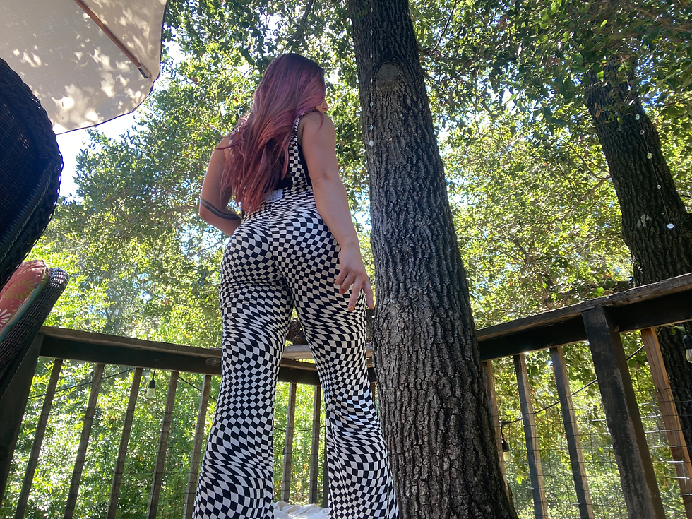 Thumbnail: Recruiter Twisted Sister Checkered Stretch Overalls Medium