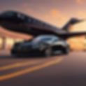 Can you create a nice black luxury car with an airport in the backgorund.jpg