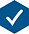 Blue hexagon with a tick (reduced size).