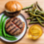 Grass-Fed Beef Burger Patty with Roasted Brussels Sprouts or Roasted Green Beans