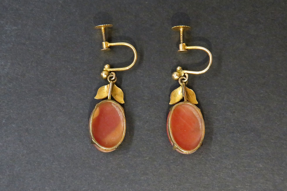 Vintage 9ct Gold Cameo Drop Earrings (Screw-ons)