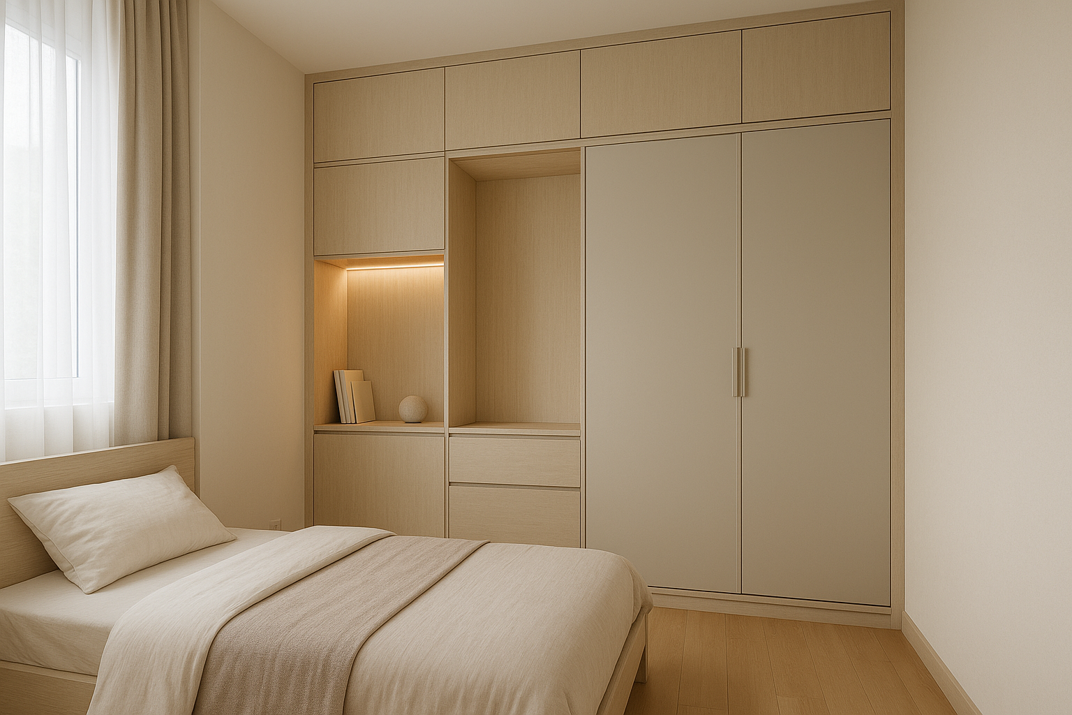 full-height built-in cabinet to ceiling