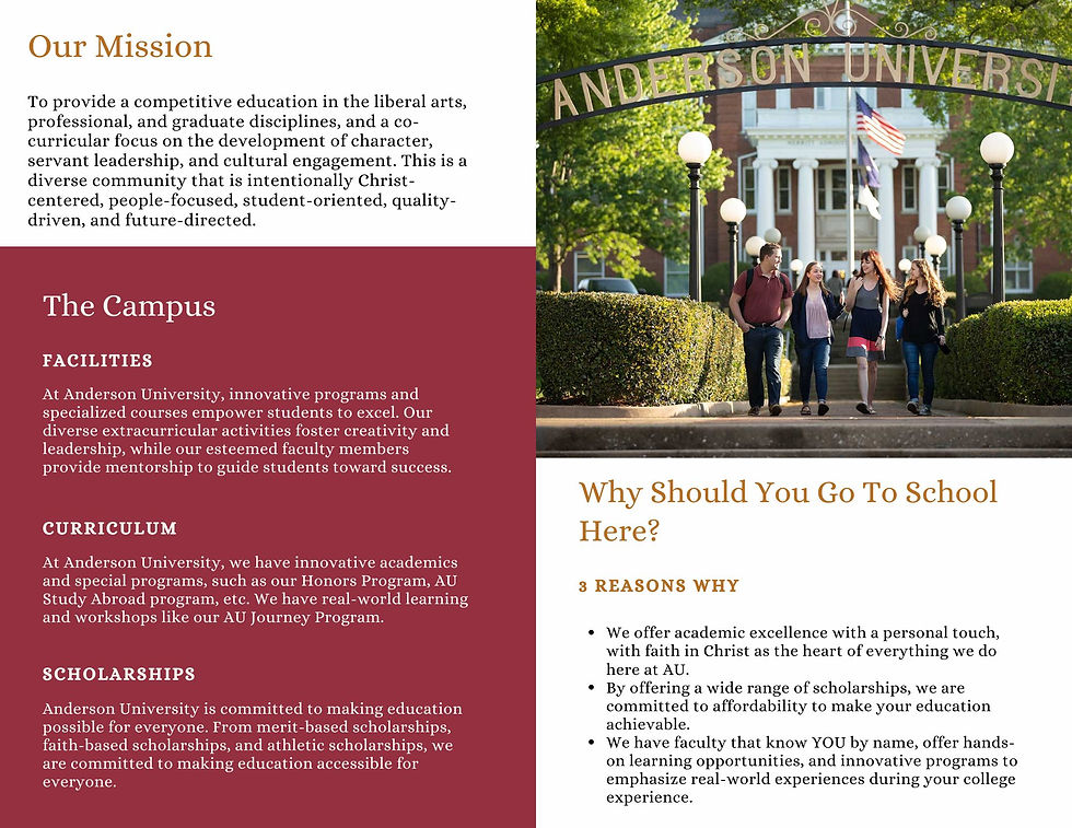 This is the brochure I designed to target prospective students and parents. 