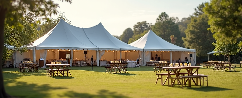 Tents and tables setups