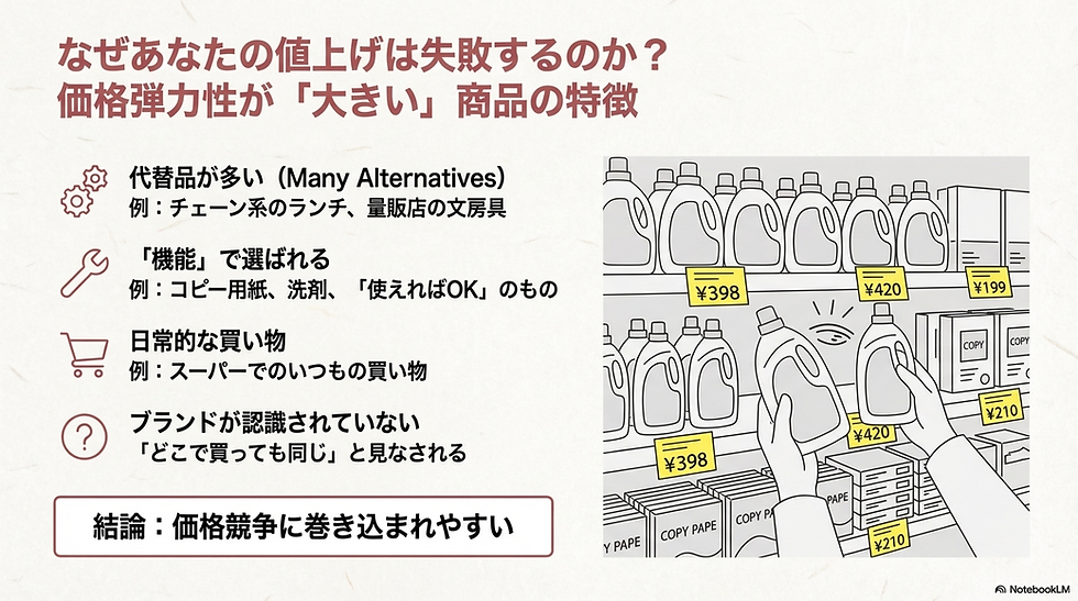 価格弾力性が「大きい」＝値上げに弱い商品