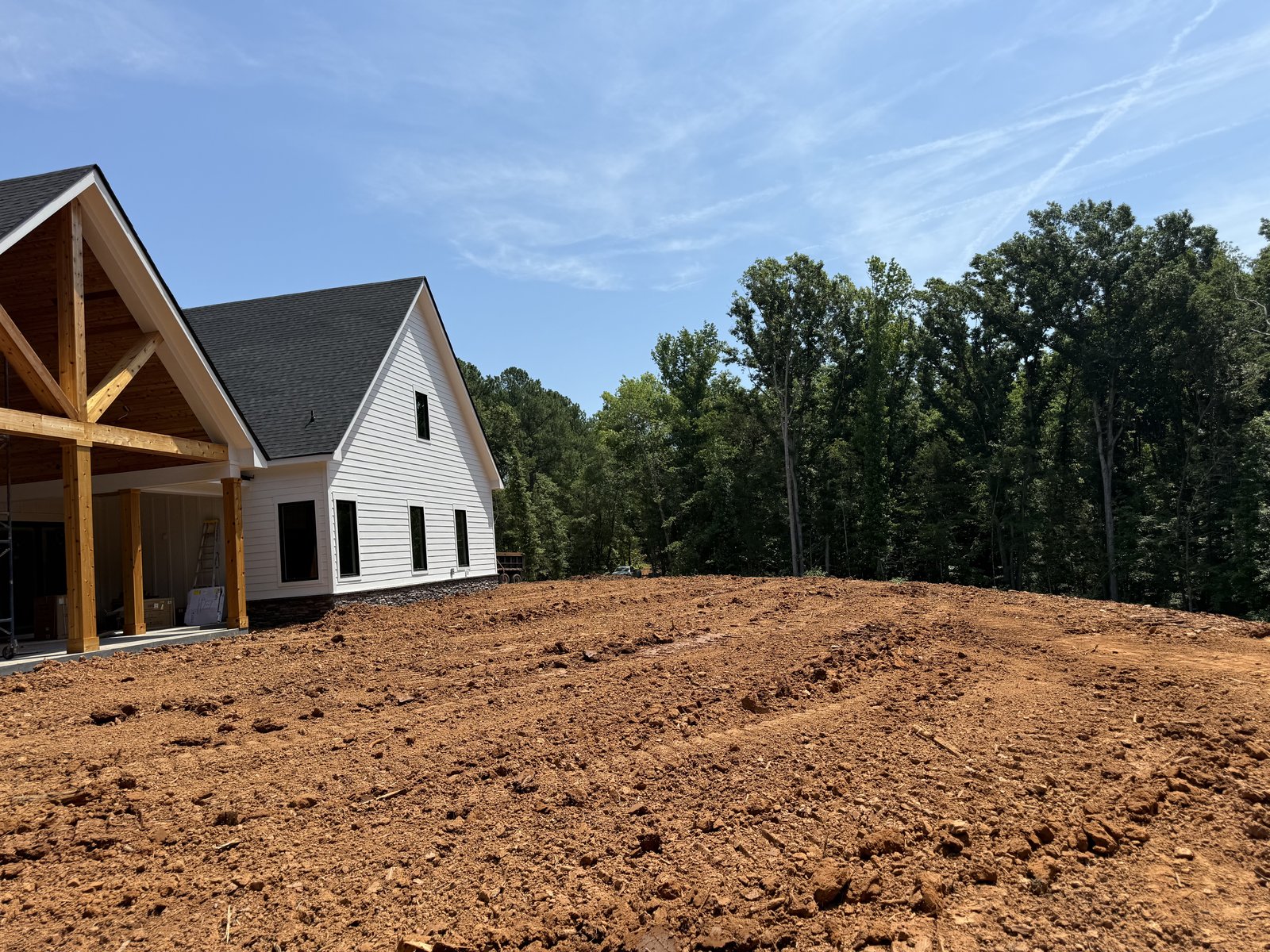 Site grading around a new home under construction