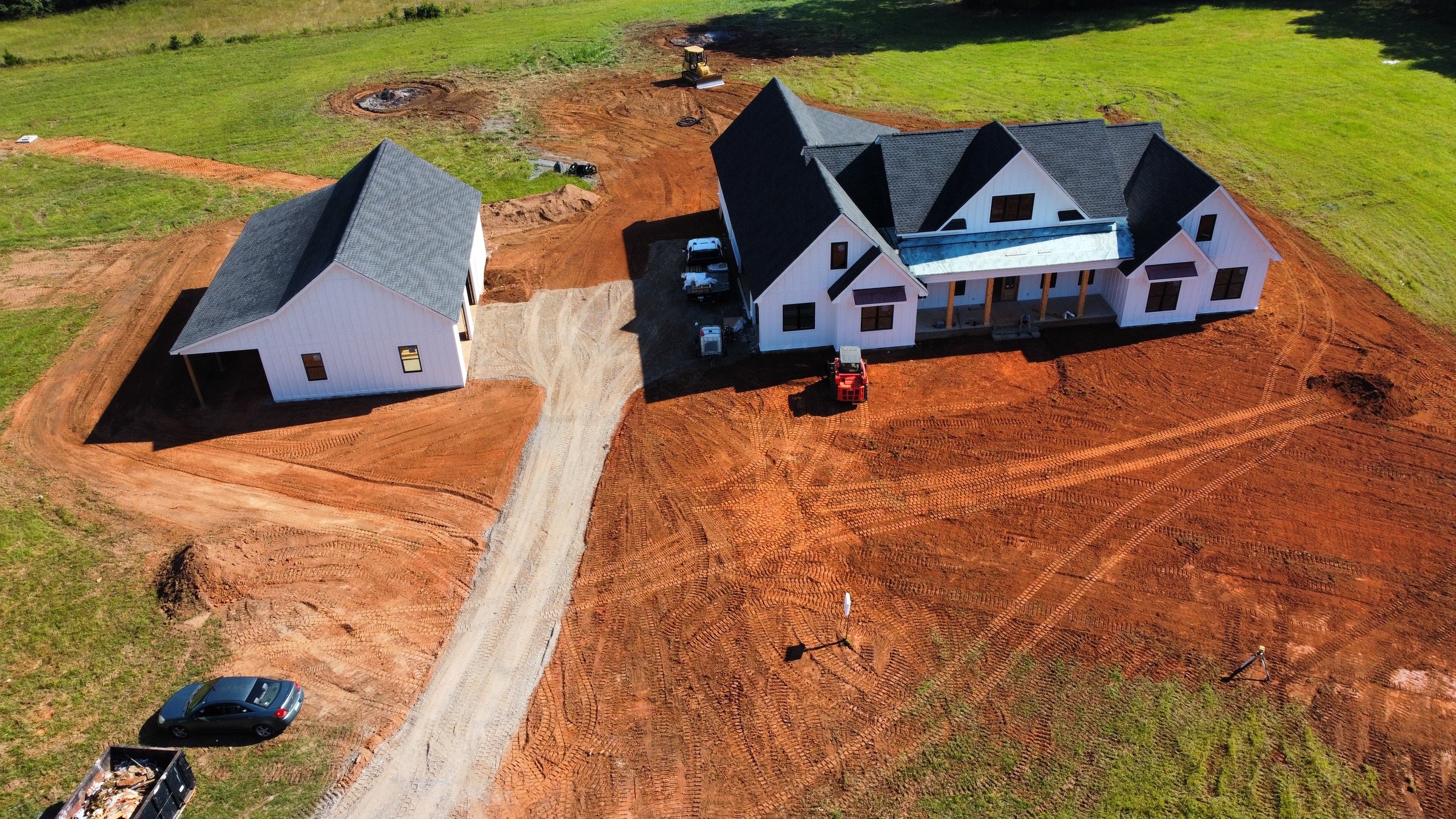 Aerial view of a home site graded and prepared by McCrone Excavating in York County, SC