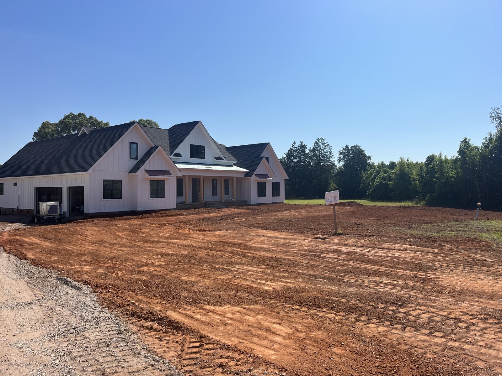 Finish graded yard around a new custom farmhouse build