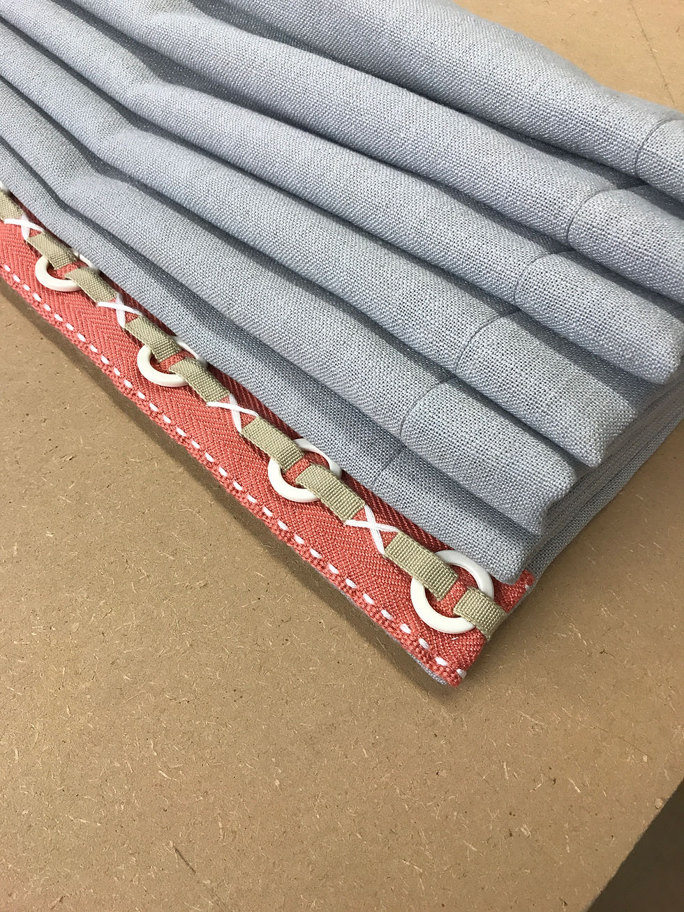 Roman blind with trim