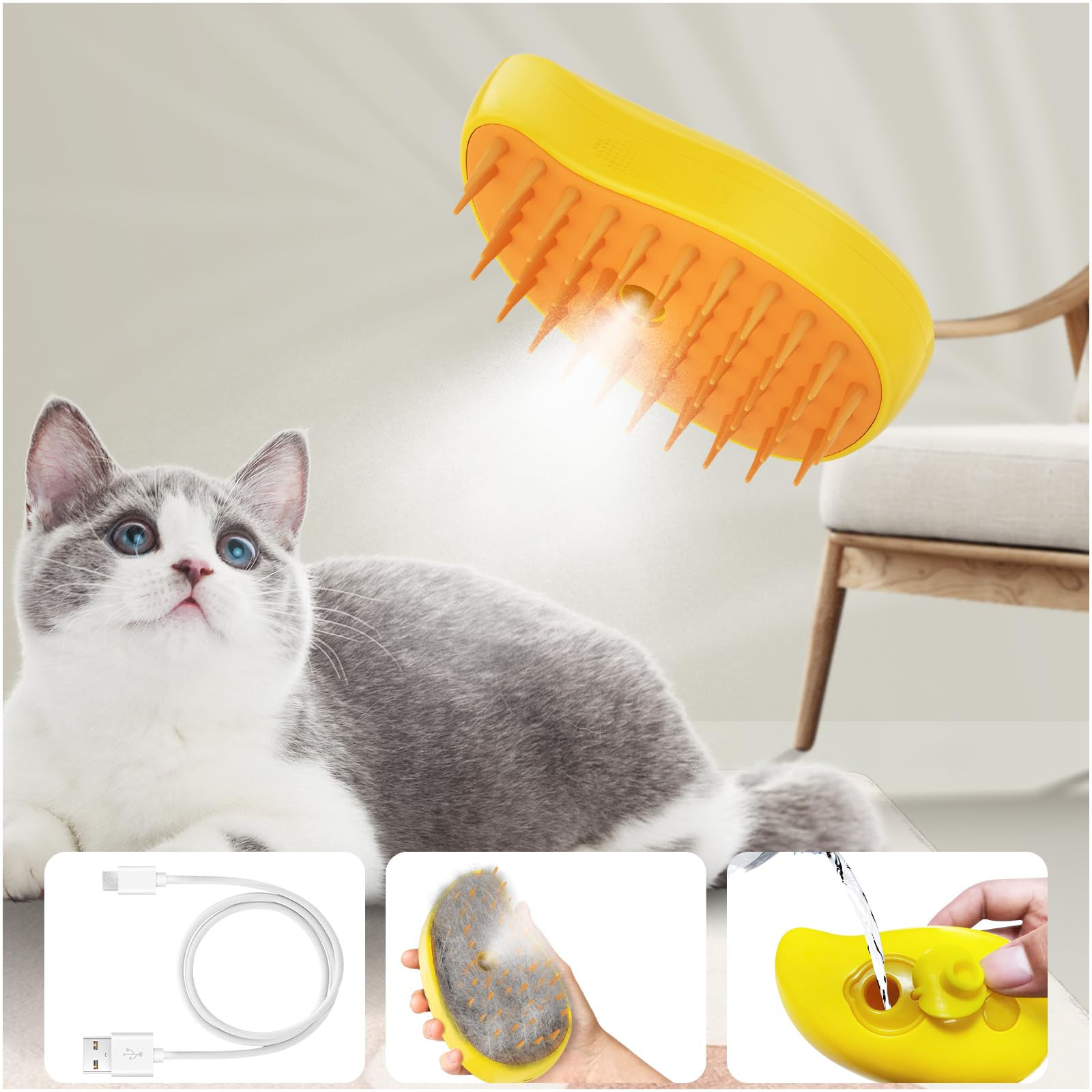 3-in-1 Steamy Pet Groomer (Yellow)
