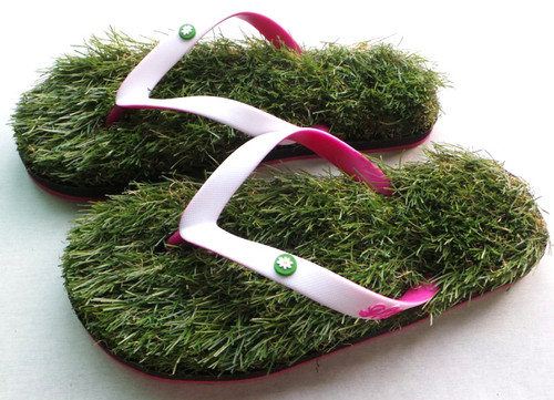 White Pink Grass Flip Flops grass-flip-flops