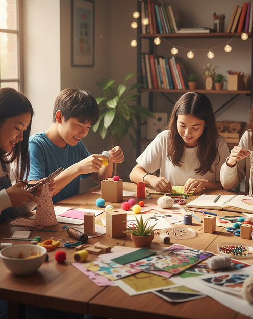 4 asian teenage students crafting together.jpg